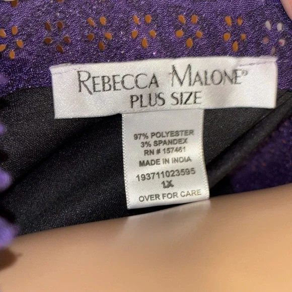 Rebecca Malone Plus Size Purple Shimmer Top 1X - Picture 7 of 7